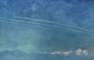 vapour trails to support text about an airline and sustainability