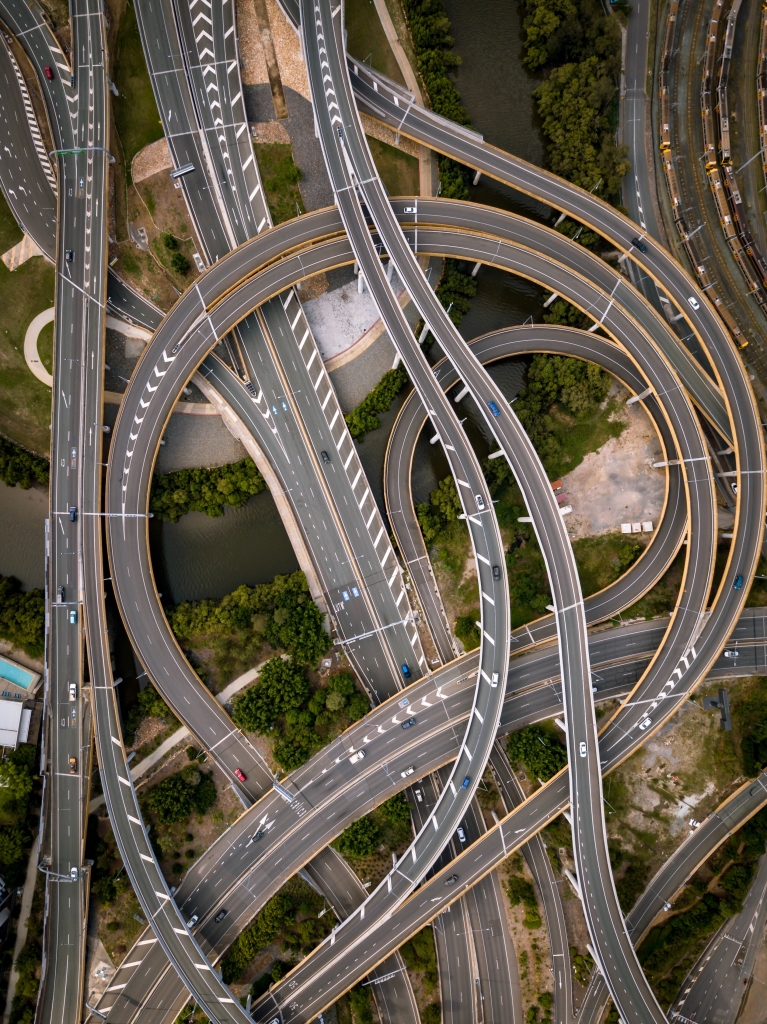 Overlapping roads viewed from above illustrating the complexity of the different sustainability reporting standards
