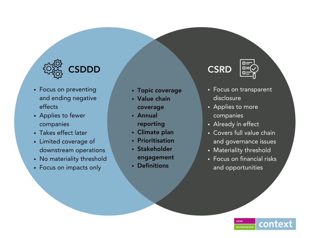 What are the key differences between CSDDD and CSRD? 